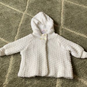 MiniBamba Winter White Thick Hooded Baby Sweater Size 12 mos